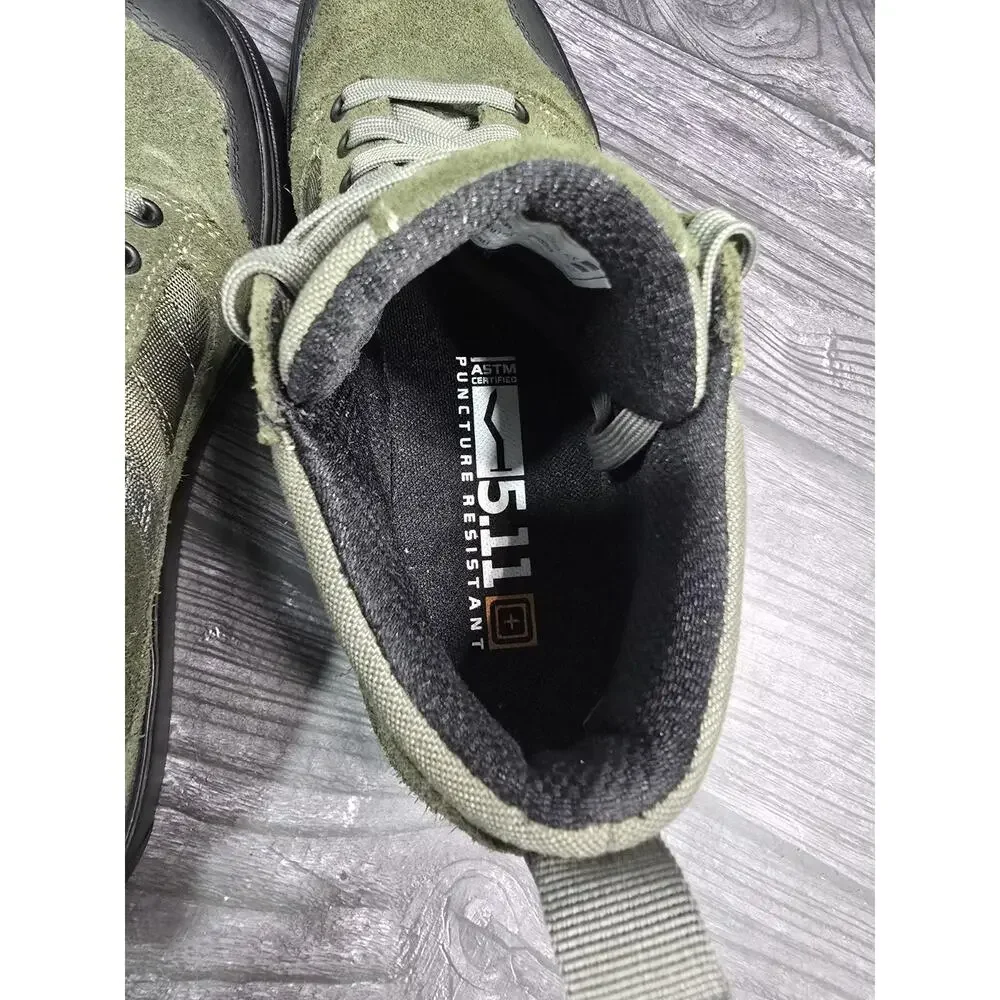 5.11 Tactical Men's 9.5 Norris Ranger Green Suede Sneakers Vibram Soles Mid-Cut